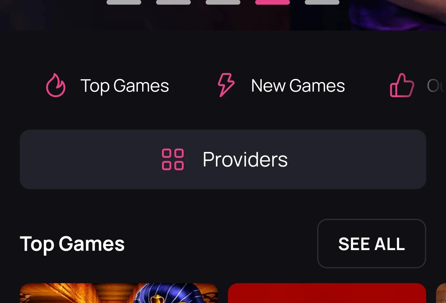 BetandPlay mobile Lobby mit Kategorie-Navigation und Spieleübersicht