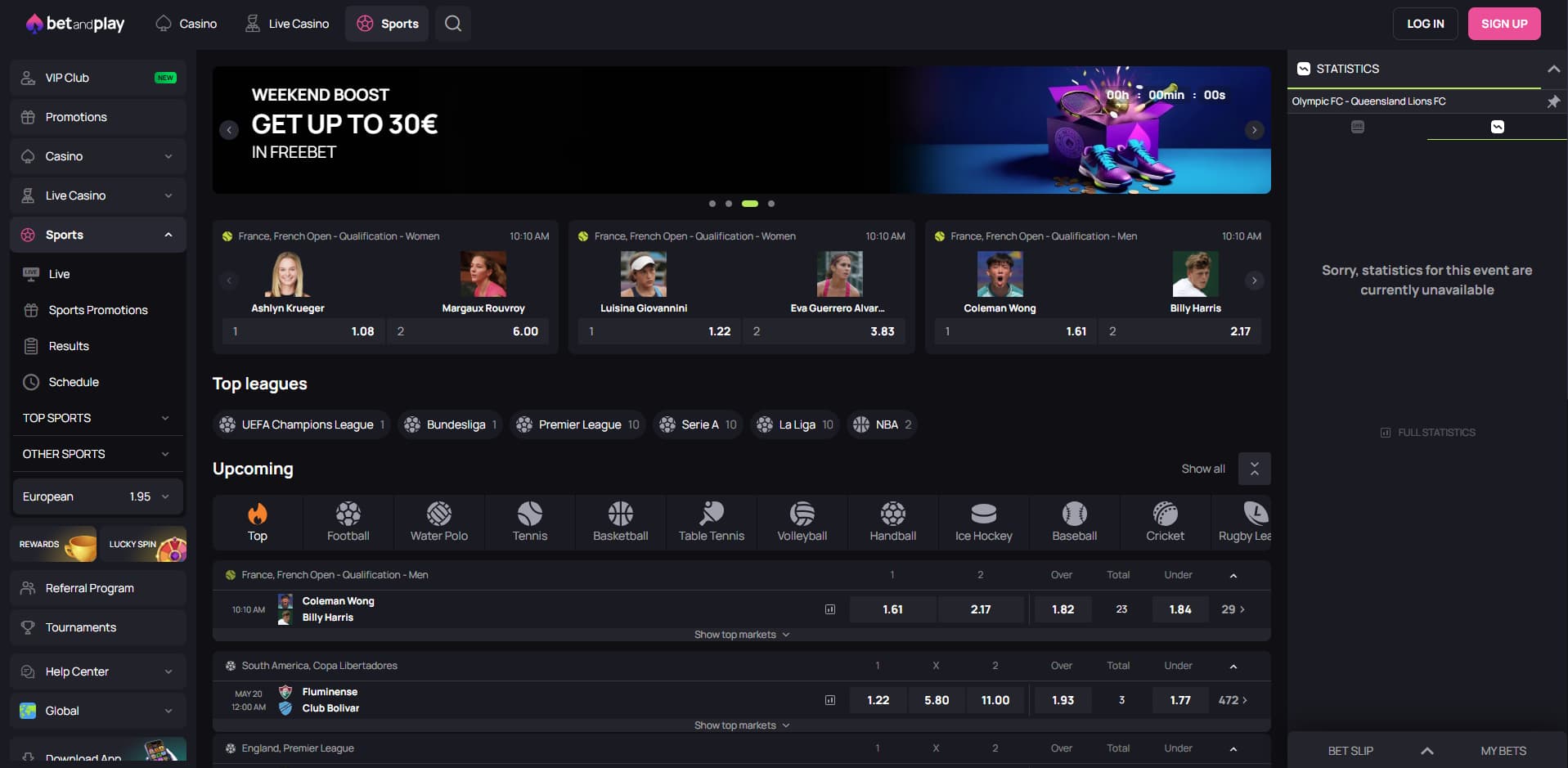 BetandPlay sportsbook on desktop